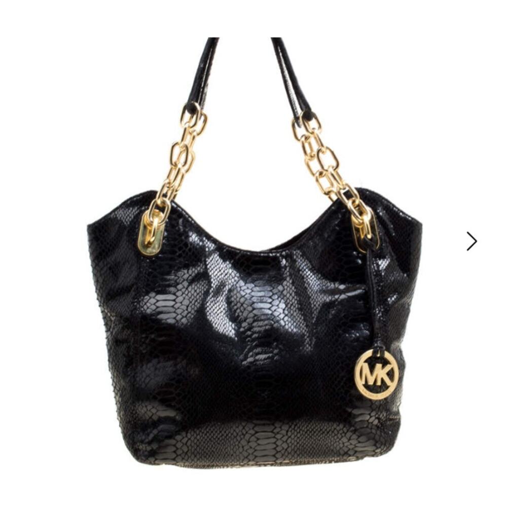 Michael Kors Python Embossed Leather‎ Medium Lilly Chain Tote